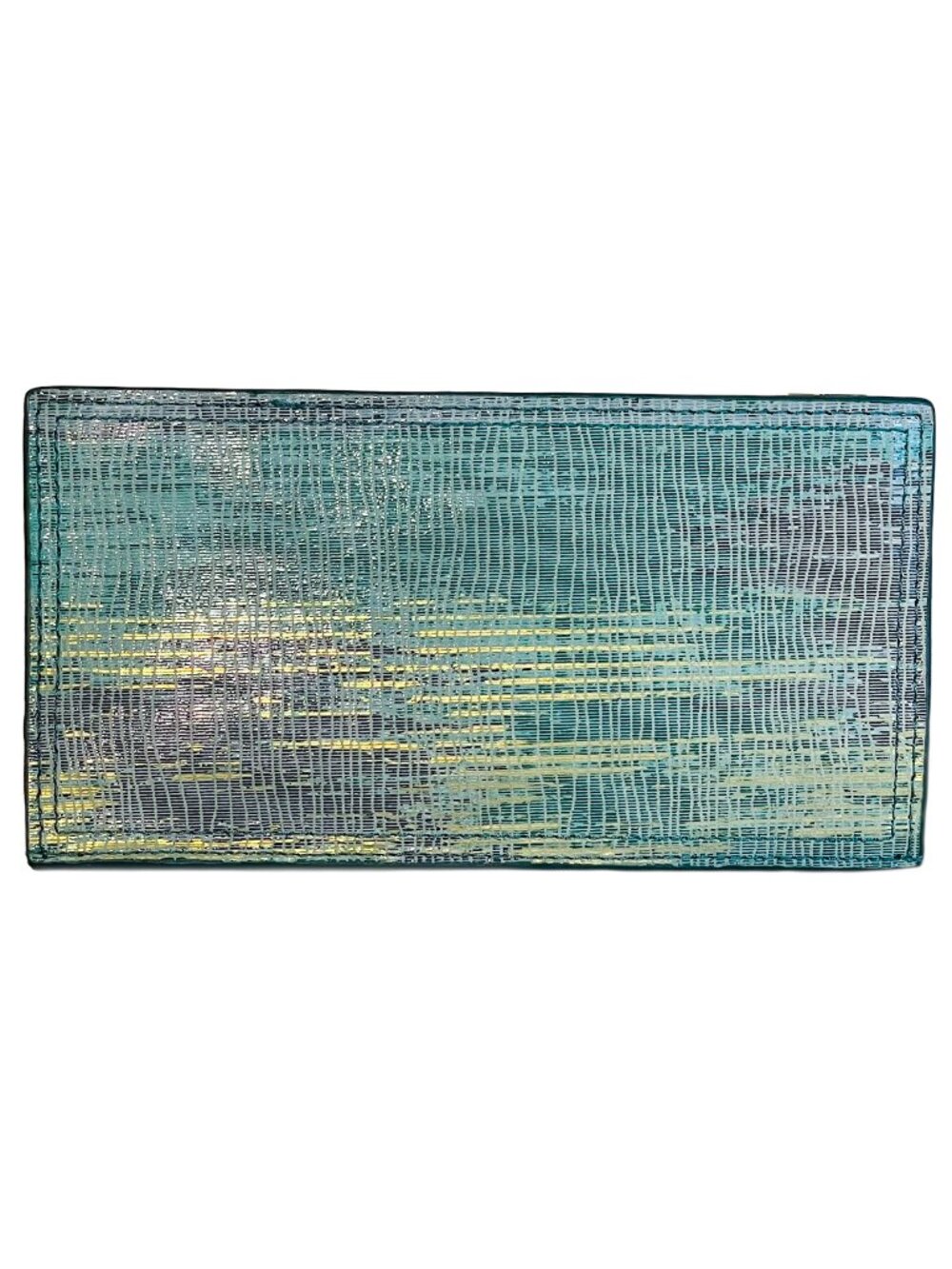 HOBO Cracked Glass Wallet Blue Gold Metallic Zip Coin Pocket Snap Closure NWT